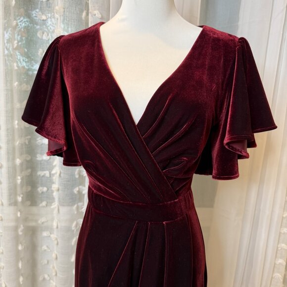 BHLDN Velvet Burgundy Formal Dress - Picture 4 of 15